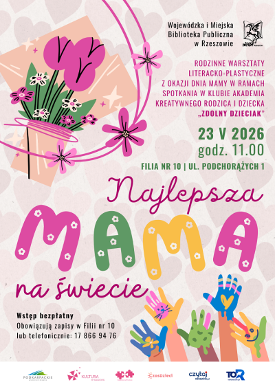 Grafika promująca rodzinne warsztaty Najlepsza mama na świecie